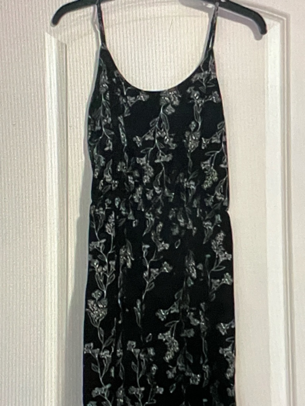 Black Floral Mini Slip Dress - Black